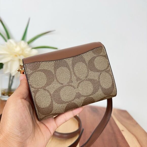 NWT Coach Mini Envelope Wallet With Strap In Signature‎ Canvas - Picture 4 of 8